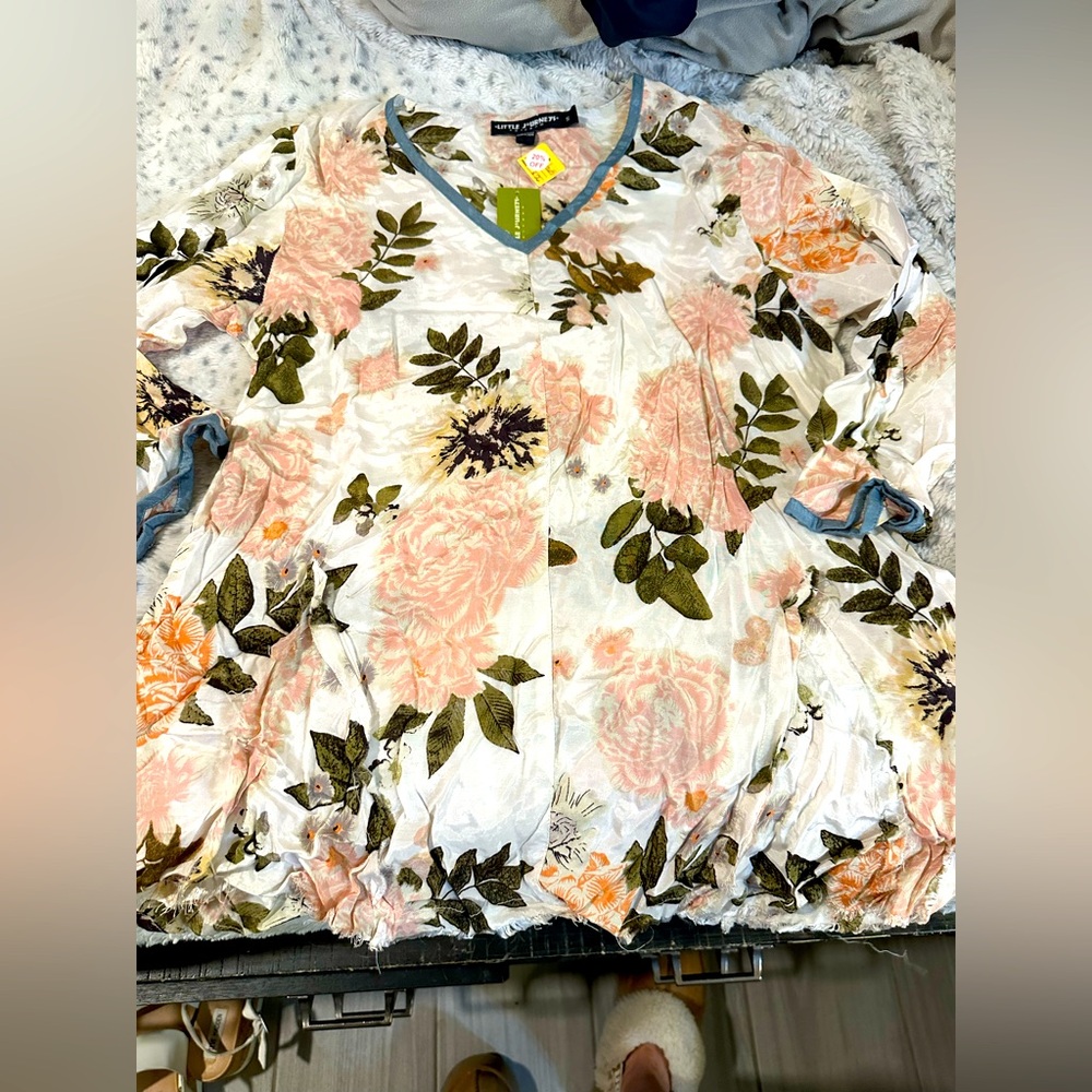 Little Journeys NWT Floral Blouse with Pink and Green Accents